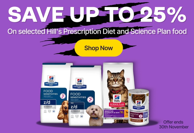 Save up to 25% On selected Hill&#39;s Prescription Diet and Science Plan Food - Shop Now