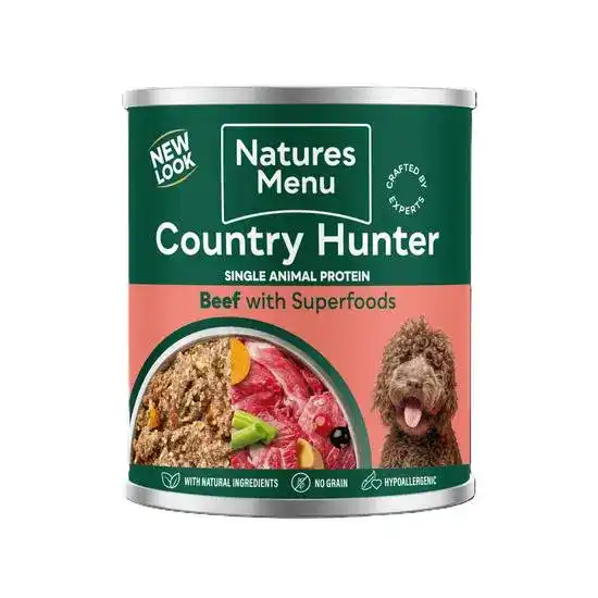 Natures Menu Country Hunter Adult Wet Dog Food Beef with Superfoods 6 x 600g Tins 18154