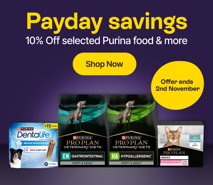 Payday savings 10% Off selected Purina food & more - Shop now