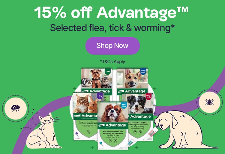 15% off Advantage Selected flea, tick & worming* Shop Now